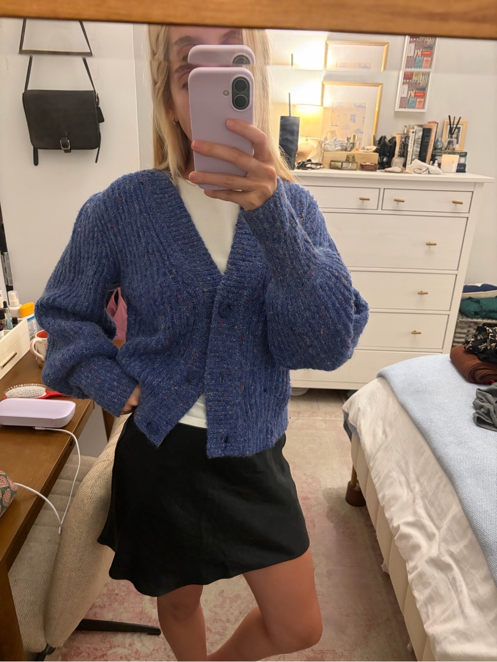 French Connection Natalya blue speckled cardigan